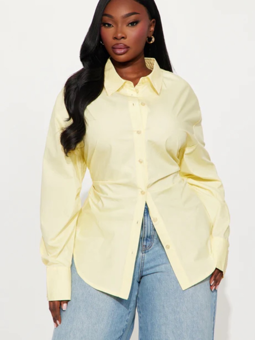 WALTER BAKER  Vicenza Laceup Cottonpoplin Shirt YELLOW size M NWT